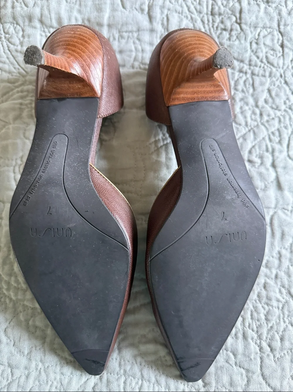 Unisa brown heels with 3D floral embellishments